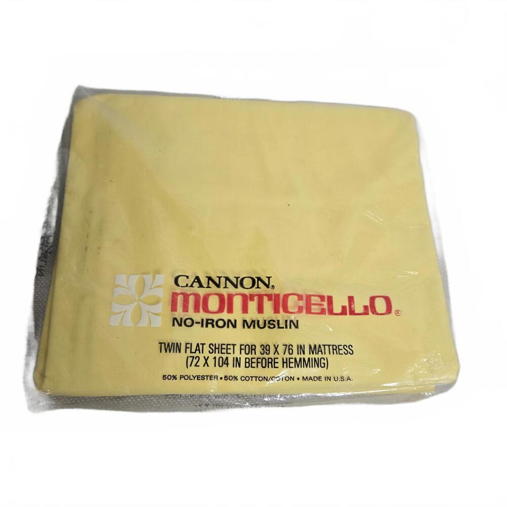 New in Package Twin Flat Sheet Cannon Monticello Solid Yellow Vintage